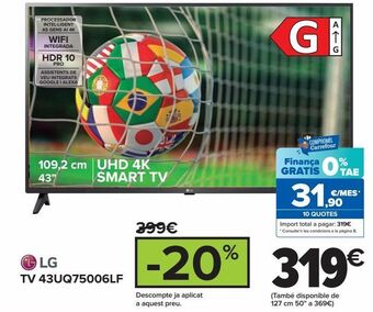 Carrefour Lg tv 43uq75006lf oferta
