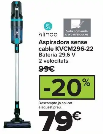 Carrefour Klindo aspirador sin cable kvcm296-22 oferta