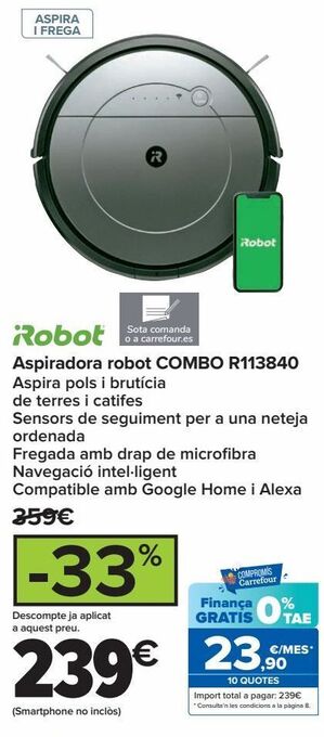 Carrefour Irobot aspirador robot combo r113840 oferta