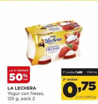 Alimerka La 2a unidad 50% dto la lechera yogur con fresas oferta