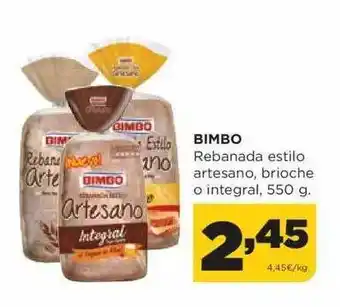 Alimerka Bimbo rebanada estilo artesano brioche o integral oferta