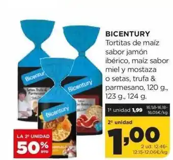 Alimerka Bicentury tortitas de maíz sabor jamón ibérico, maíz sabor miel y mostaza o setas, trufa & parmesano oferta