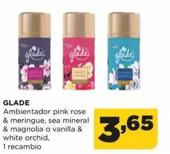 Alimerka Glade ambientador pink rose & meringue, sea mineral & magnolia o vanilla & white orchid oferta