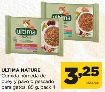 Alimerka Ultima nature comida húmeda de buey y pavo o pescado para gatos oferta