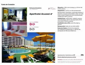 Viajes El Corte Inglés Costa de castellón peñiscola (castellón) urb. peñismar 1 aparthotel acuasol 4* nuestras ventajas 9 servicios ofrecidos oferta