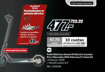 MediaMarkt Patín eléctrico xiaomi mi electric scooter pro 2 mercedes amg petronas f1 team ed. oferta