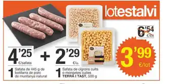 BonpreuEsclat Safata de 445 g de botifarra de porc de muntanya natural, safata de cigrons cuits o mongetes cuites terra i tast oferta