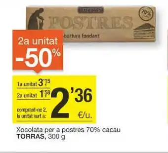 BonpreuEsclat Xocolata per a postres 70% cacau torras oferta