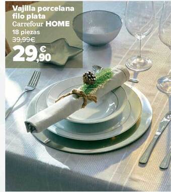 Carrefour Vajilla porcelana filo plata carrefour home oferta