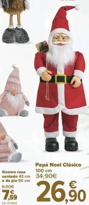Carrefour Papá noel clásico o gnomo rosa sentado o de pie oferta