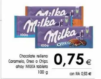Cash Ifa Chocolate relleno caramelo, oreo o chips ahoy milka tableta oferta
