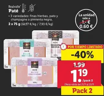 Lidl Paté realvalle oferta