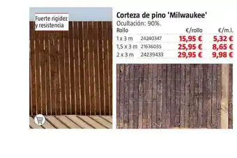 Bauhaus 'Milwaukee' Corteza De Pino 1x3m oferta