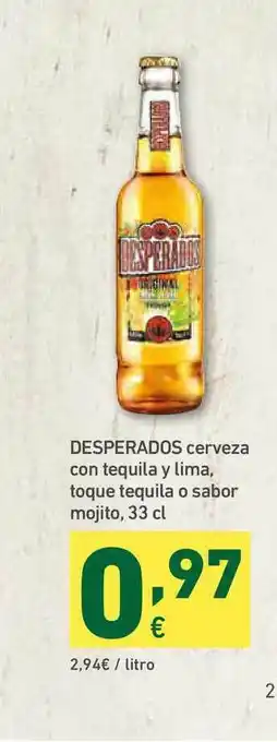 HiperDino Desperados Cerveza Con Tequilla Y Lima Toque Tequilla O Sabor Mojito, 33cl oferta