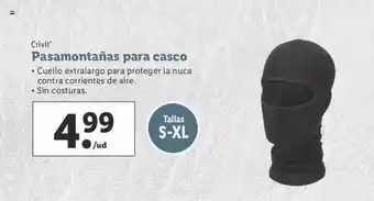 Lidl Crivit Pasamontañas para casco oferta
