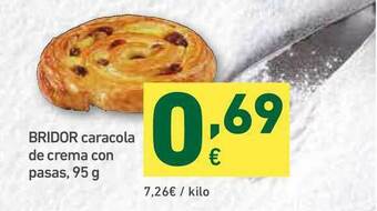 HiperDino Bridor Caracola De Crema Con Pasas 95g oferta