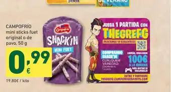 HiperDino Campofrío Mini Sticks Fuet Original O De Pavo 50g oferta