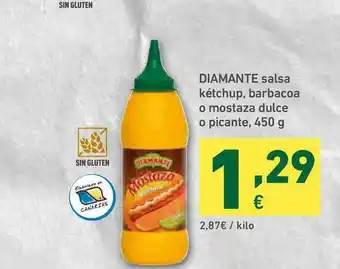 HiperDino Diamnte Salsa Kétchup Barbacoa O Mostaza Dulce O Picante 450g oferta