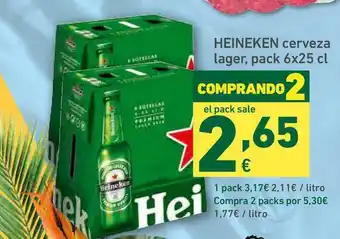 HiperDino Heineken Cerveza Lager Pack 6 x 25cl oferta