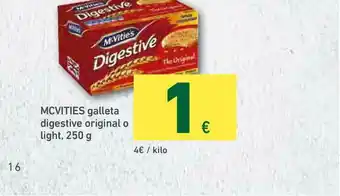 HiperDino Mcvities Galleta Digestive Original O Light 250g oferta