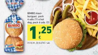 HiperDino Bimbo Maxi-burguer Pack 4 Uds. O Hot Dog. Pack 4 Uds. oferta