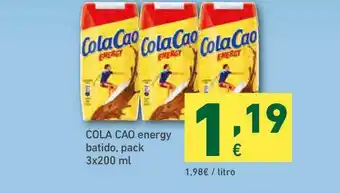 HiperDino Cola Cao Energy Batido 3x200ml oferta