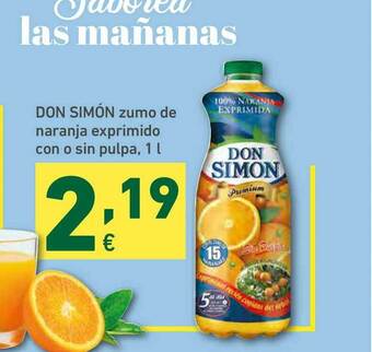 HiperDino Don Simón Zumo De Naranja Exprimido Con O Sin Pulpa 1L oferta