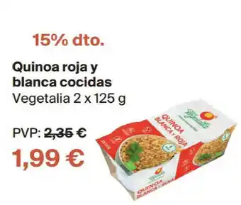 Veritas Quinoa Roja Y Blanca Cocidas Vegetalia 15% Dto 2x125g oferta