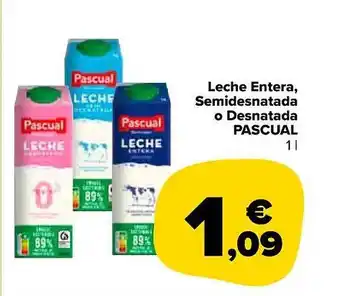 Carrefour Market Leche entera semidesnatada o desnatada pascual oferta