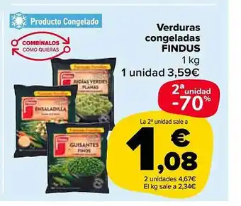 Carrefour Market 2a unidad -70% verduras congeladas findus oferta