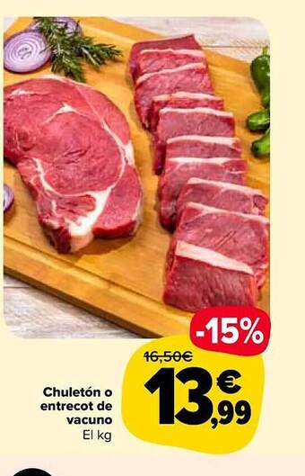 Carrefour Market Chuletón o entrecot de vacuno el kg oferta