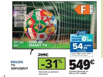 Carrefour Philips tv 50pus8517 oferta
