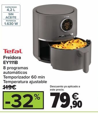 Carrefour Tefal freidora ey111b oferta