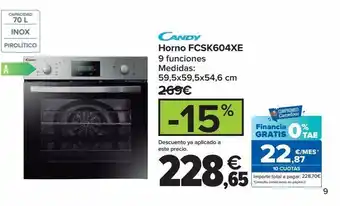 Carrefour Candy horno fcsk604xe oferta