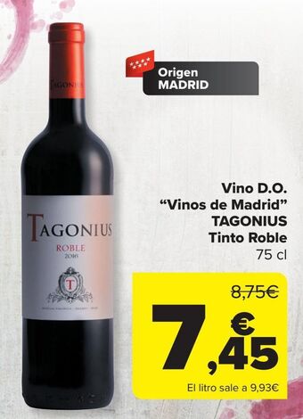 Carrefour Vino d.o. "vinos de madrid" tagonius tinto roble oferta