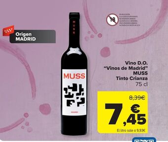 Carrefour Vino d.o. "vinos de madrid" muss tinto crianza oferta