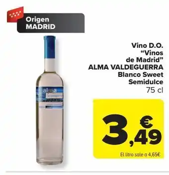 Carrefour Vino d.o. "vinos de madrid" alma valdeguerra blanco sweet semidulce oferta