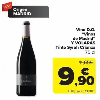 Carrefour Vino d.o. "vinos de madrid" y volarás tinto syrah crianza oferta