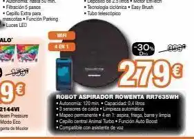 Expert Wifi 4 en 1 -30% dra = 279€ 2009 robot aspirador rowenta rr7635wh autonomia: 120 min. capacidad: 0,4 litros 3 sensores d oferta