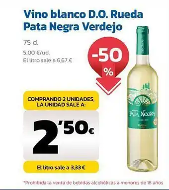 AhorraMas Vino blanco d.o. rueda pata negra verdejo oferta