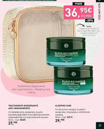 Yves Rocher Trattamento rigenera nte anti-inquinamento sleeping care oferta