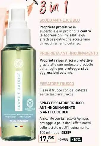 Yves Rocher Spray fissatore trucco anti-inquinamento & anti-luce blu oferta