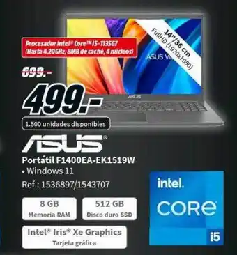 MediaMarkt Portátil f1400ea-ek1519w asus oferta