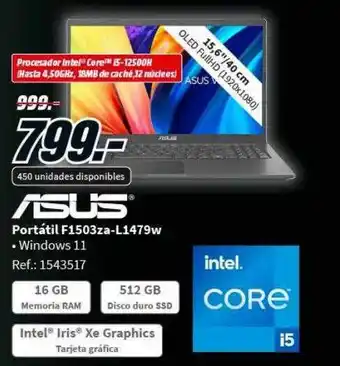 MediaMarkt Portátil f1503za-l1479w asus oferta