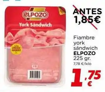 Supermercados Piedra Fiambre york sándwich elpozo oferta