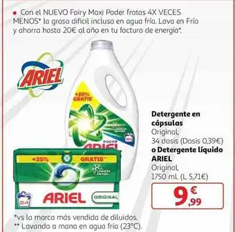 Detergente en cápsulas o detergente líquido ariel