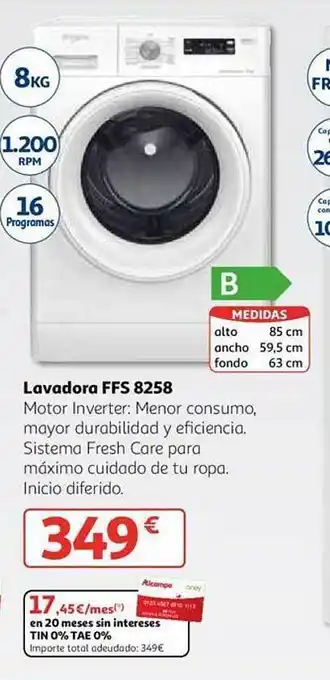 Alcampo Lavadora ffs 8258 oferta