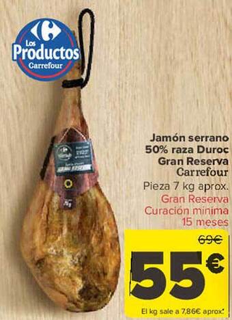 Carrefour Jamón serrano 50% raza duroc gran reserva carrefour oferta