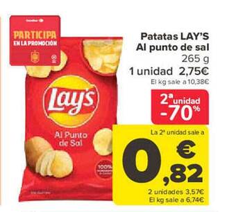 Carrefour 2a unidad -70% patatas lay's al punto de sal oferta