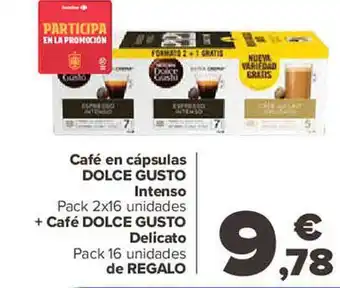 Carrefour Café en cápsulas dolce gusto intenso + café dolce gusto delicato oferta